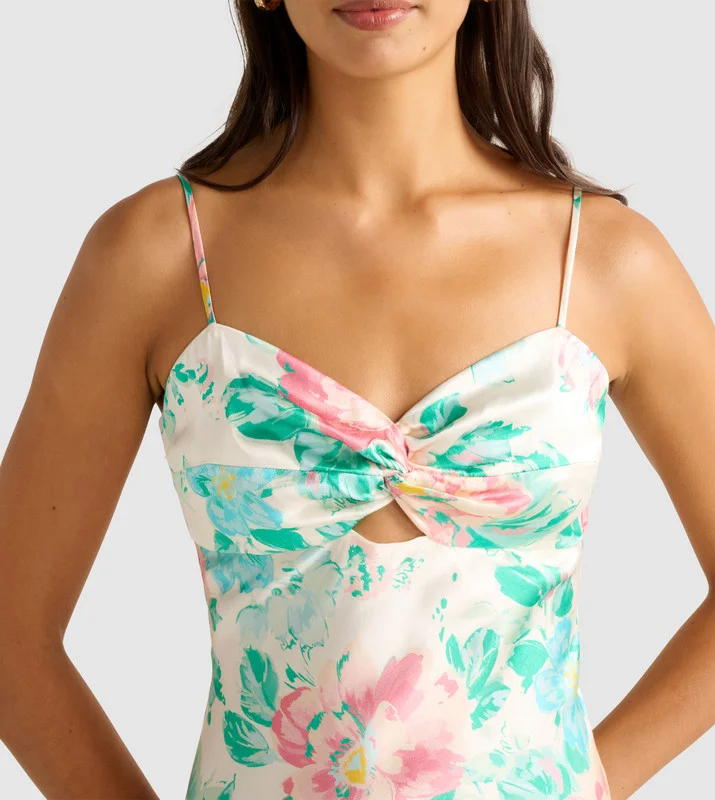 forever new  LESLIE Printed Strappy Slip Maxi Dress for Women | Best Price UAE